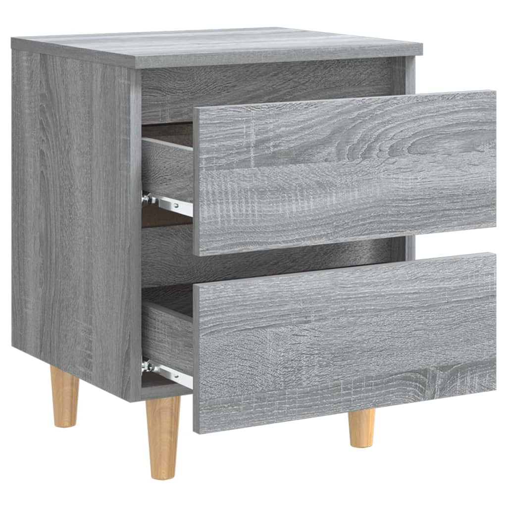 Nachttisch mit Massivholz-Beinen 2 Stk. Grau Sonoma 40x35x50cm - Pazzar.ch