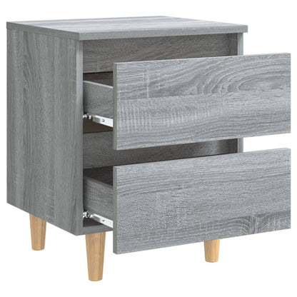 Nachttisch mit Massivholz-Beinen 2 Stk. Grau Sonoma 40x35x50cm - Pazzar.ch
