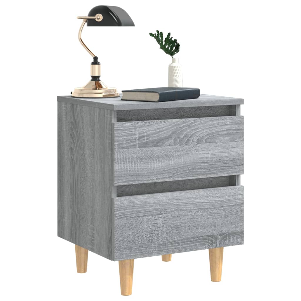Nachttisch mit Massivholz-Beinen 2 Stk. Grau Sonoma 40x35x50cm - Pazzar.ch