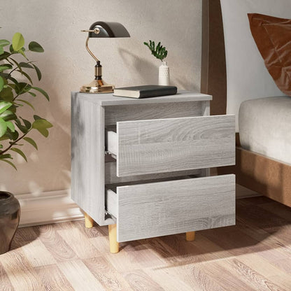 Nachttisch mit Massivholz-Beinen 2 Stk. Grau Sonoma 40x35x50cm - Pazzar.ch