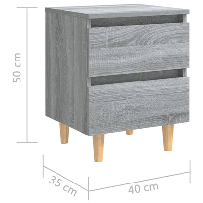 Nachttisch mit Massivholz-Beinen 2 Stk. Grau Sonoma 40x35x50cm - Pazzar.ch