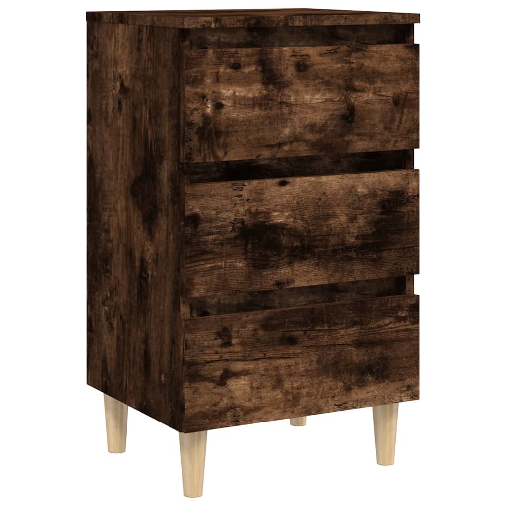 Nachttisch mit Massivholz-Beinen Räuchereiche 40x35x69 cm - Pazzar.ch