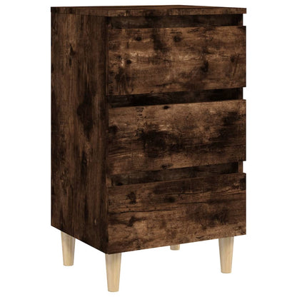 Nachttisch mit Massivholz-Beinen Räuchereiche 40x35x69 cm - Pazzar.ch