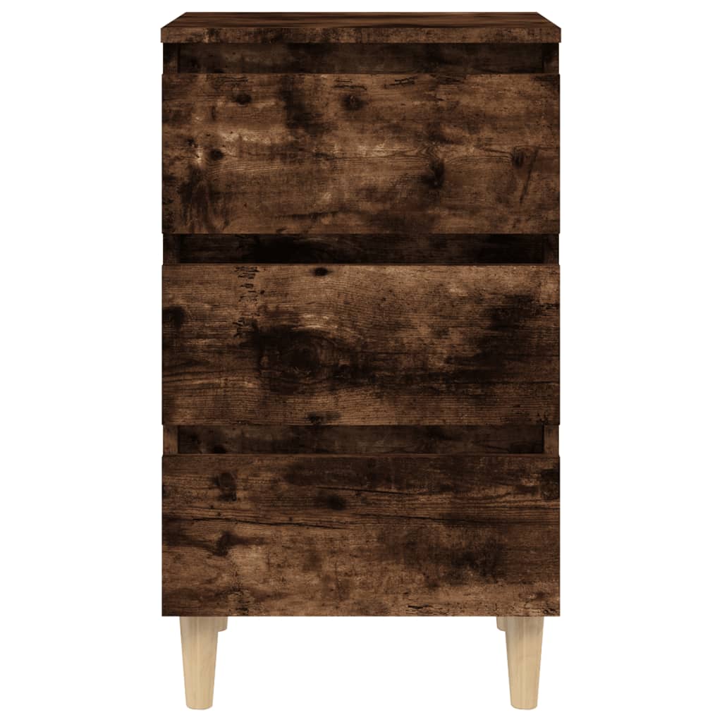 Nachttisch mit Massivholz-Beinen Räuchereiche 40x35x69 cm - Pazzar.ch