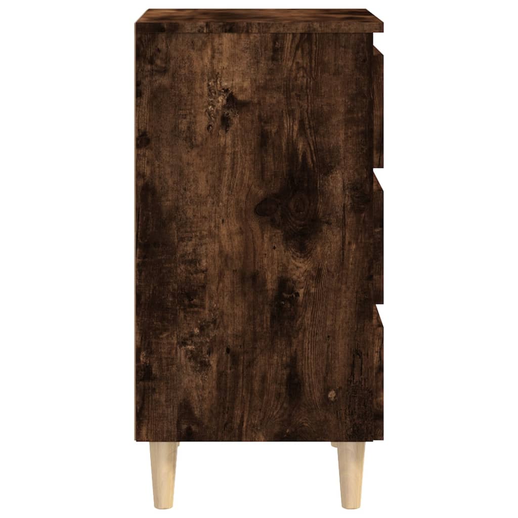 Nachttisch mit Massivholz-Beinen Räuchereiche 40x35x69 cm - Pazzar.ch