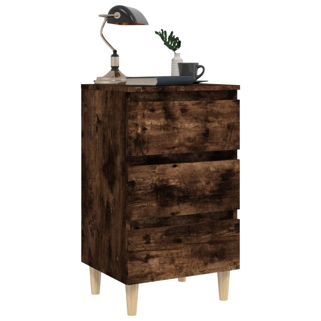 Nachttische 2 Stk. Massivholz-Beine Räuchereiche 40x35x69 cm - Pazzar.ch