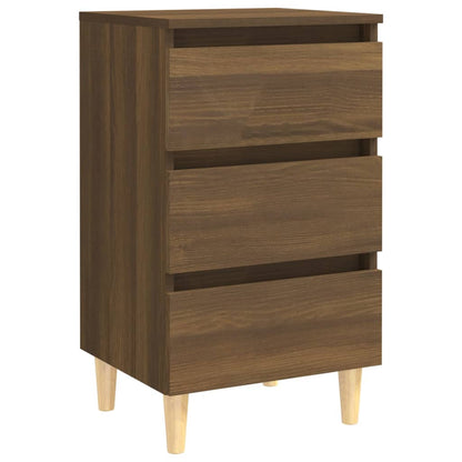 Nachttisch mit Massivholz-Beinen Braun Eiche 40x35x69 cm - Pazzar.ch