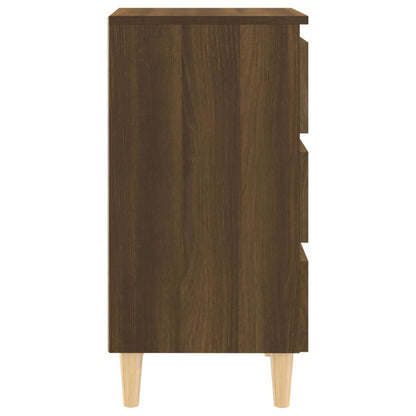 Nachttisch mit Massivholz-Beinen Braun Eiche 40x35x69 cm - Pazzar.ch