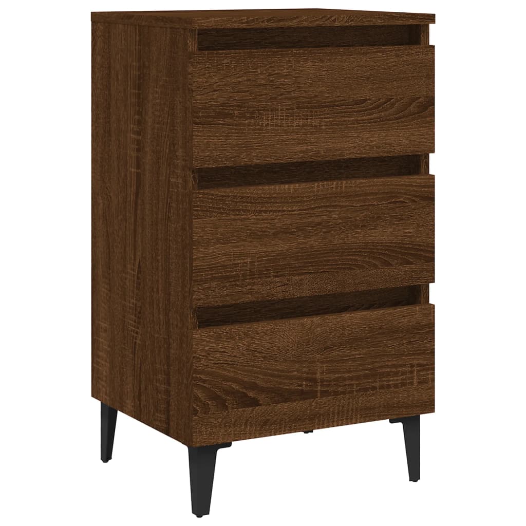 Nachttisch mit Metallbeinen Braun Eichen-Optik 40x35x69 cm - Pazzar.ch