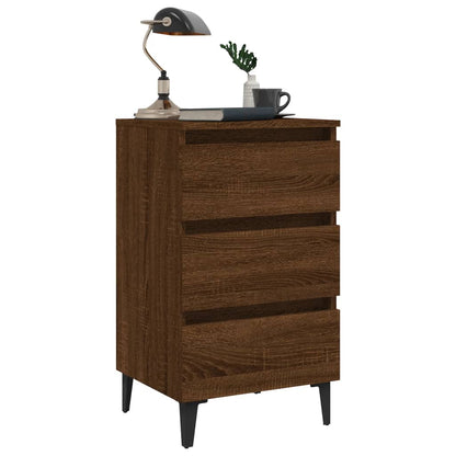 Nachttisch mit Metallbeinen Braun Eichen-Optik 40x35x69 cm - Pazzar.ch