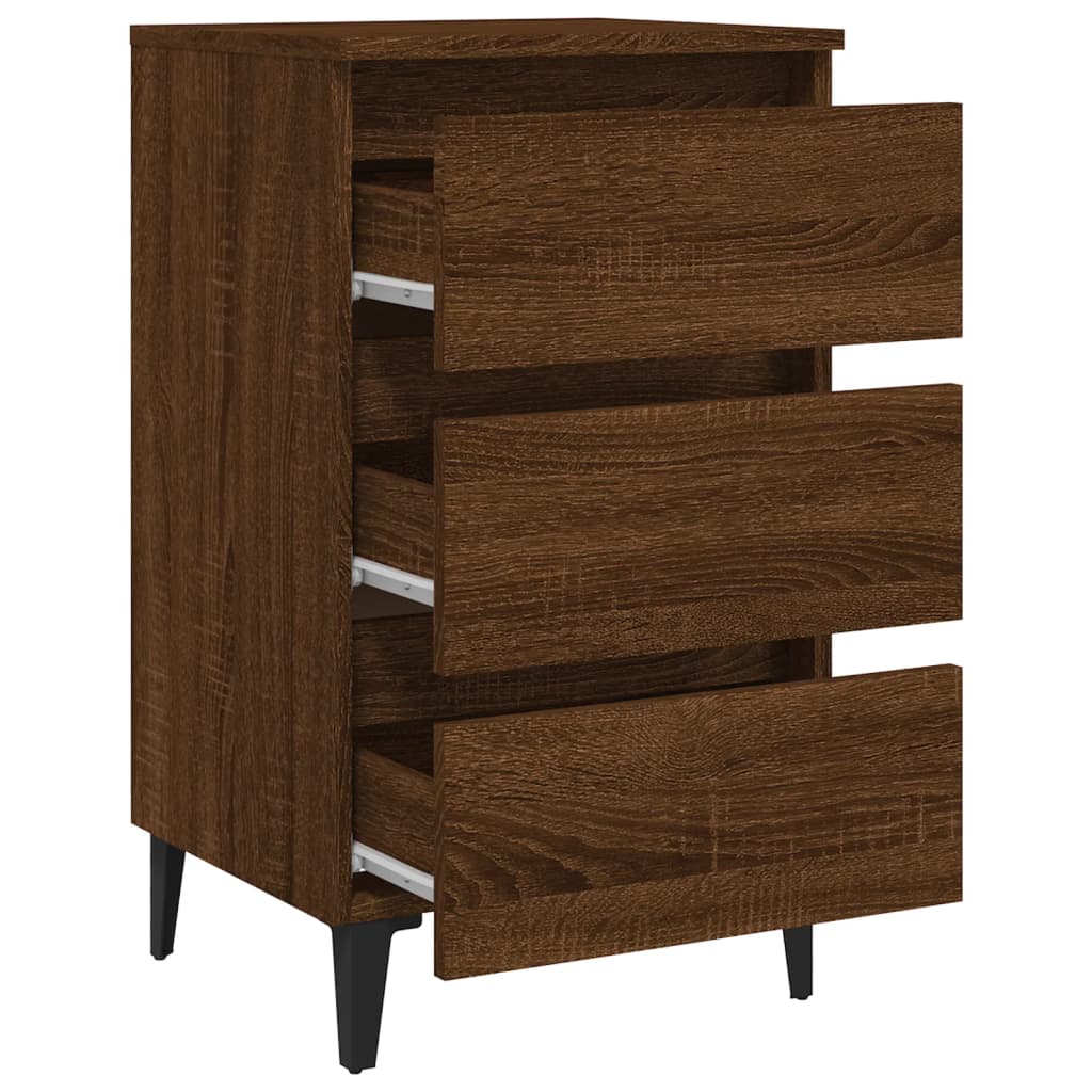 Nachttisch mit Metallbeinen Braun Eichen-Optik 40x35x69 cm