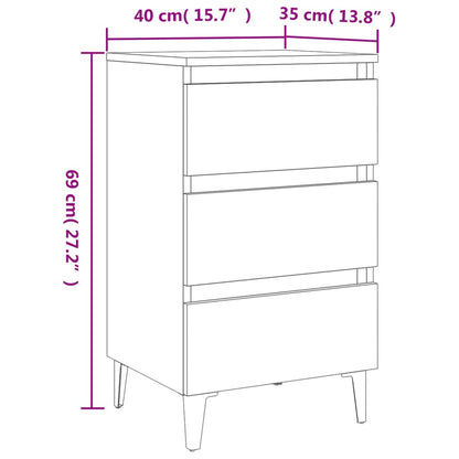 Nachttisch mit Metallbeinen Braun Eichen-Optik 40x35x69 cm - Pazzar.ch