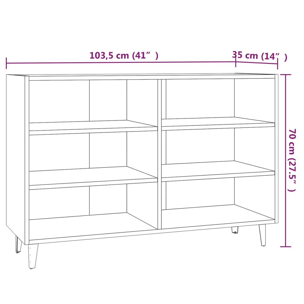 Sideboard Grau Sonoma 103,5x35x70 cm Holzwerkstoff - Pazzar.ch