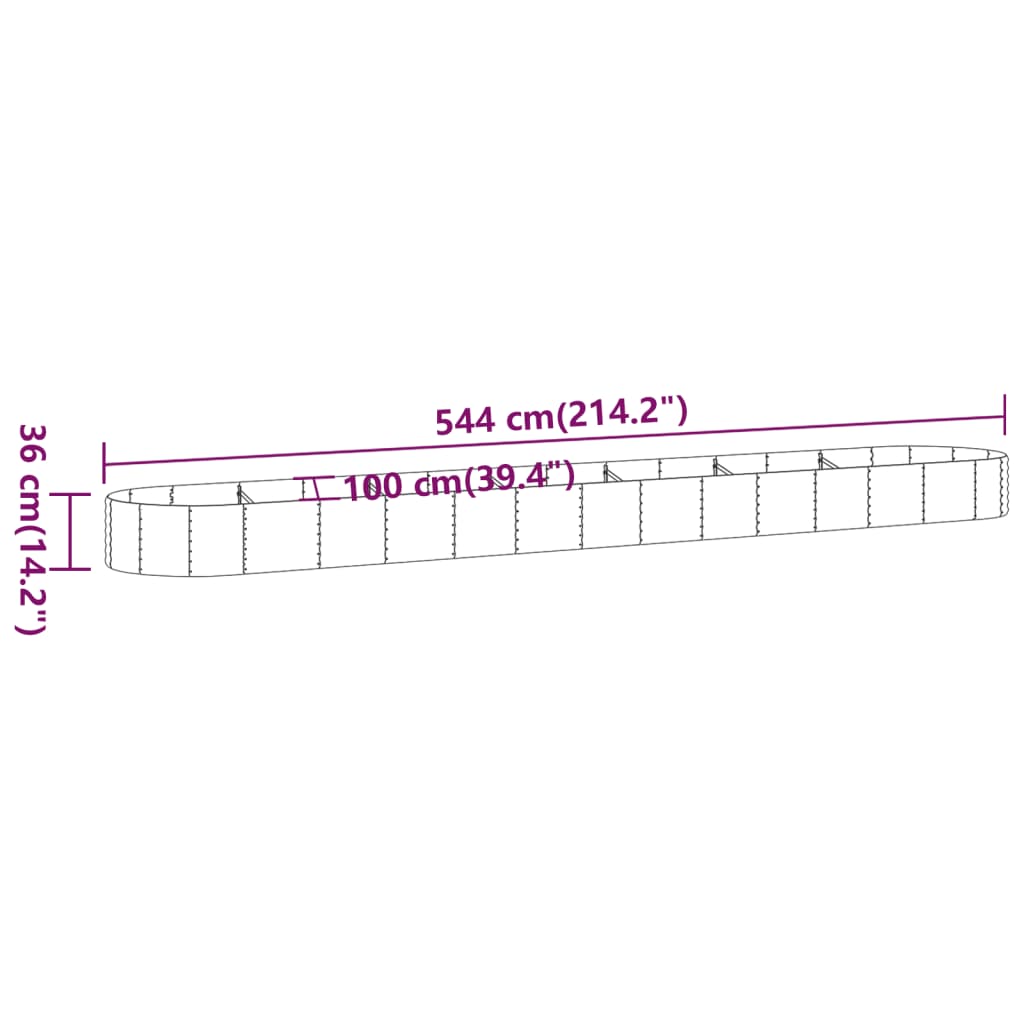 Hochbeet Verzinkter Stahl 544x100x36 cm Anthrazit