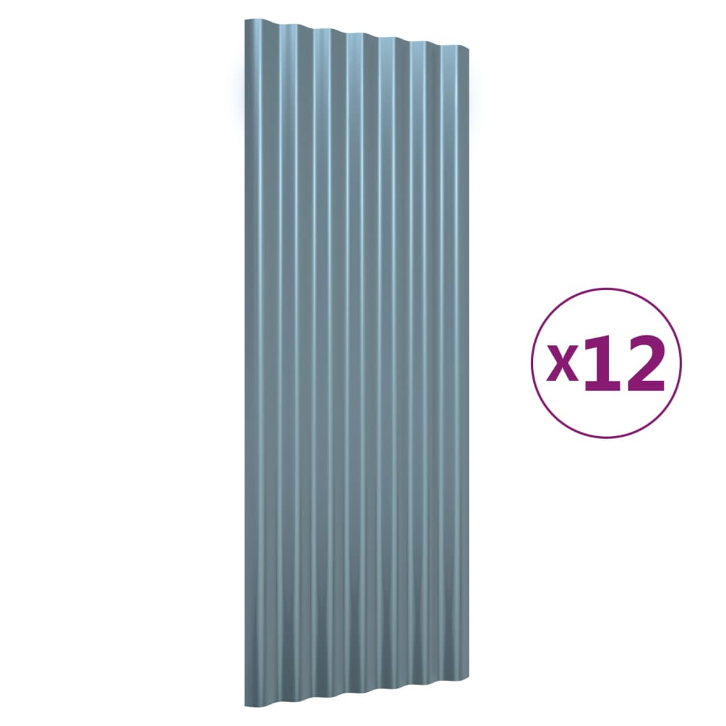 Dachpaneele 12 Stk. Pulverbeschichteter Stahl Grau 100x36 cm - Pazzar.ch