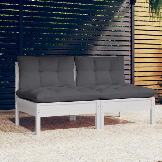 2-Sitzer-Gartensofa mit Anthrazit Kissen Massivholz Kiefer - Pazzar.ch