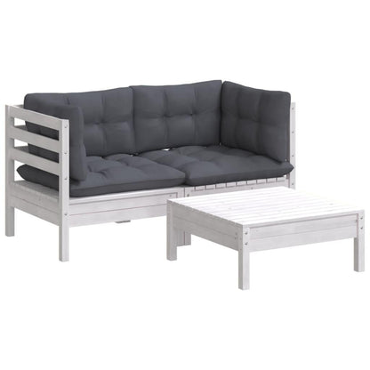 3-tlg. Garten-Lounge-Set mit Anthrazit Kissen Kiefernholz - Pazzar.ch