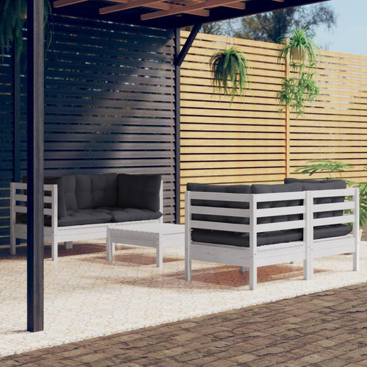 5-tlg. Garten-Lounge-Set mit Anthrazit Kissen Kiefernholz - Pazzar.ch