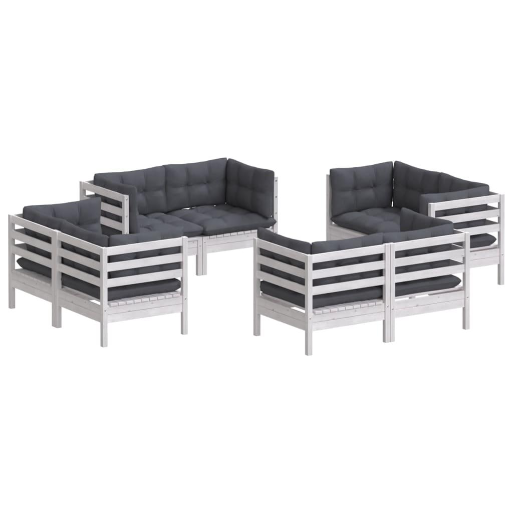 8-tlg. Garten-Lounge-Set mit Anthrazit Kissen Kiefernholz