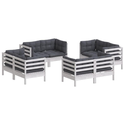 8-tlg. Garten-Lounge-Set mit Anthrazit Kissen Kiefernholz - Pazzar.ch