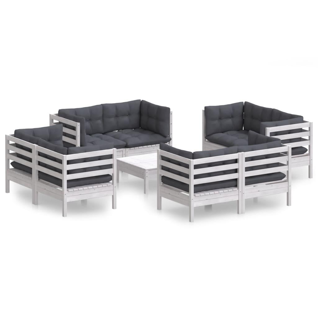 9-tlg. Garten-Lounge-Set mit Anthrazit Kissen Kiefernholz - Pazzar.ch