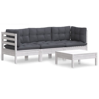 4-tlg. Garten-Lounge-Set mit Anthrazit Kissen Kiefernholz - Pazzar.ch