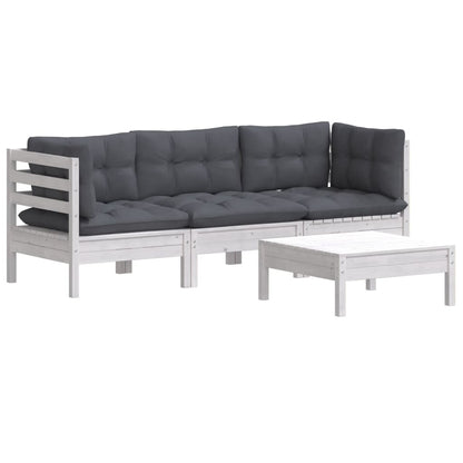 4-tlg. Garten-Lounge-Set mit Anthrazit Kissen Kiefernholz - Pazzar.ch