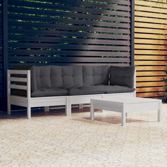 4-tlg. Garten-Lounge-Set mit Anthrazit Kissen Kiefernholz - Pazzar.ch