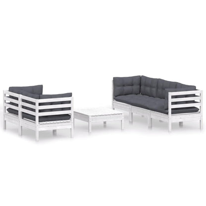6-tlg. Garten-Lounge-Set mit Anthrazit Kissen Kiefernholz - Pazzar.ch