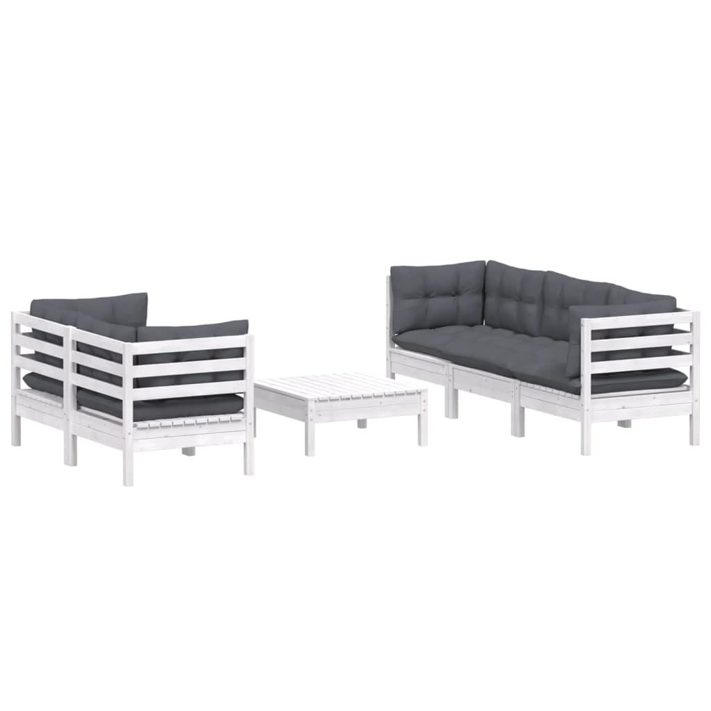 6-tlg. Garten-Lounge-Set mit Anthrazit Kissen Kiefernholz - Pazzar.ch