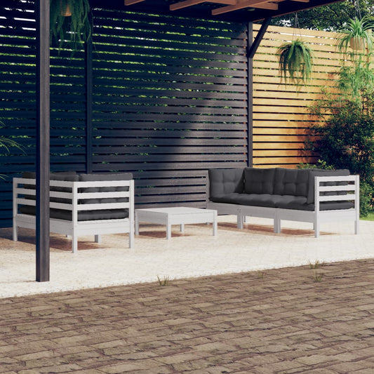 6-tlg. Garten-Lounge-Set mit Anthrazit Kissen Kiefernholz - Pazzar.ch