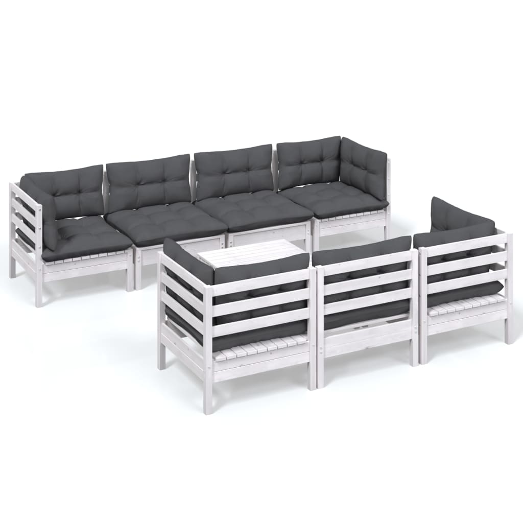 8-tlg. Garten-Lounge-Set mit Kissen Kiefer Massivholz