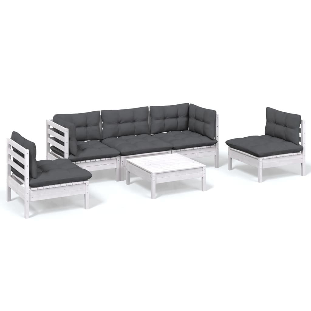 6-tlg. Garten-Lounge-Set mit Kissen Kiefer Massivholz - Pazzar.ch