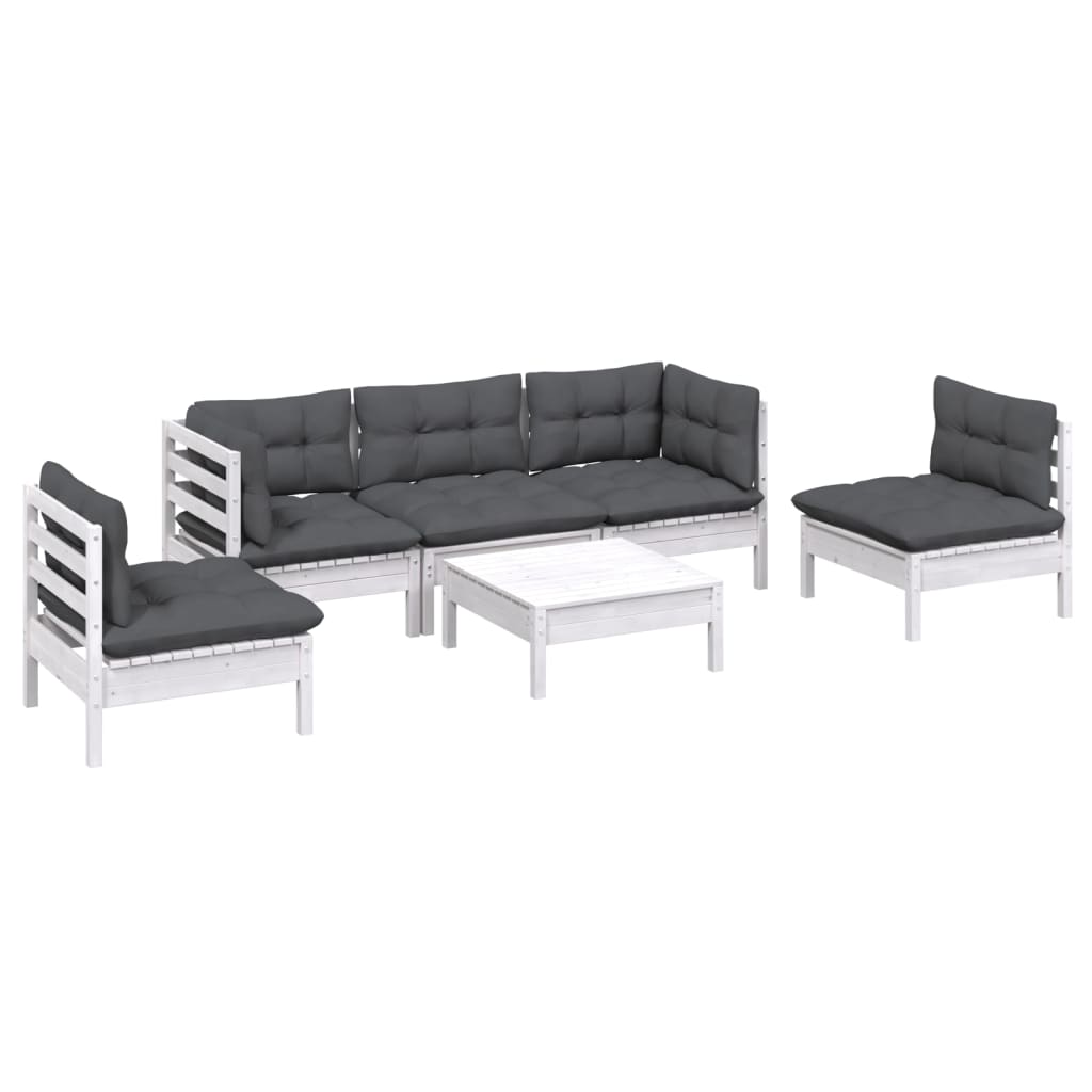 6-tlg. Garten-Lounge-Set mit Kissen Kiefer Massivholz - Pazzar.ch