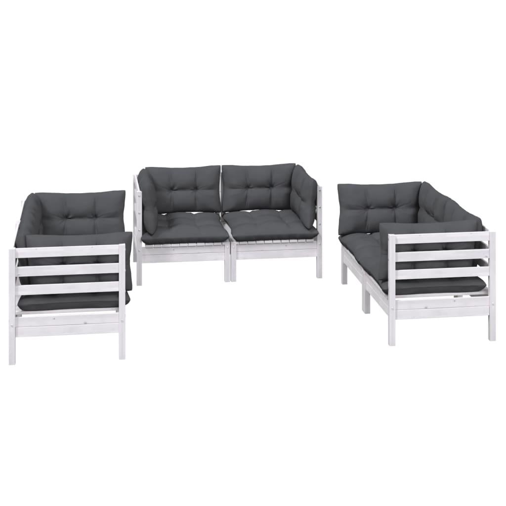 6-tlg. Garten-Lounge-Set mit Kissen Massivholz Kiefer - Pazzar.ch