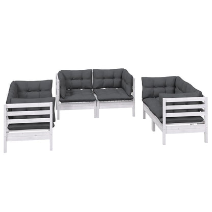 6-tlg. Garten-Lounge-Set mit Kissen Massivholz Kiefer - Pazzar.ch