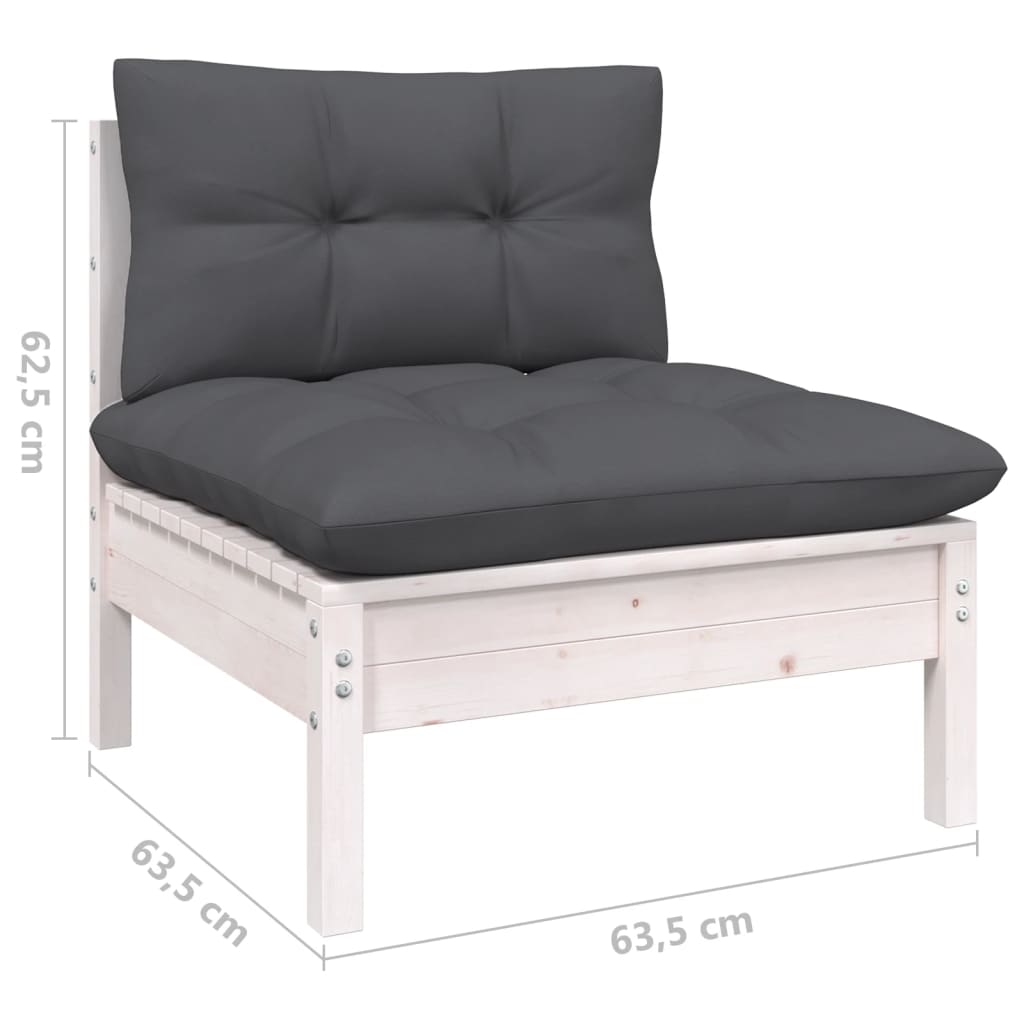 8-tlg. Garten-Lounge-Set mit Kissen Weiß Kiefer Massivholz - Pazzar.ch