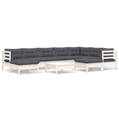 10-tlg. Garten-Lounge-Set mit Kissen Weiß Kiefer Massivholz - Pazzar.ch