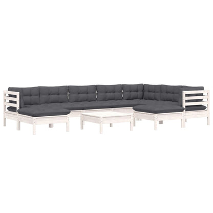 10-tlg. Garten-Lounge-Set mit Kissen Weiß Kiefer Massivholz - Pazzar.ch