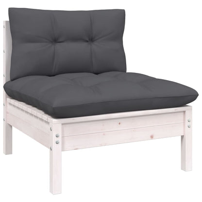 8-tlg. Garten-Lounge-Set mit Kissen Weiß Kiefernholz - Pazzar.ch