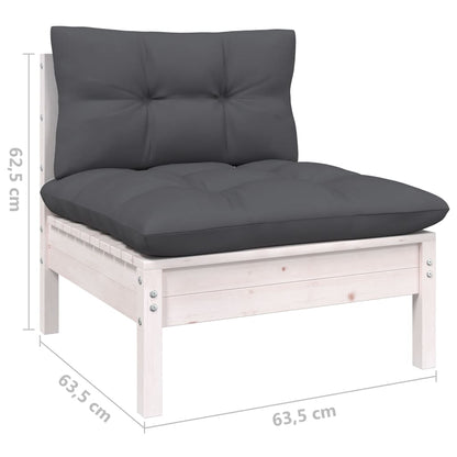 8-tlg. Garten-Lounge-Set mit Kissen Weiß Kiefernholz - Pazzar.ch