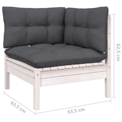8-tlg. Garten-Lounge-Set mit Kissen Weiß Kiefernholz - Pazzar.ch