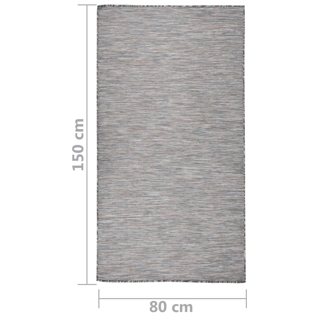 Outdoor-Teppich Flachgewebe 80x150 cm Braun und Blau - Pazzar.ch