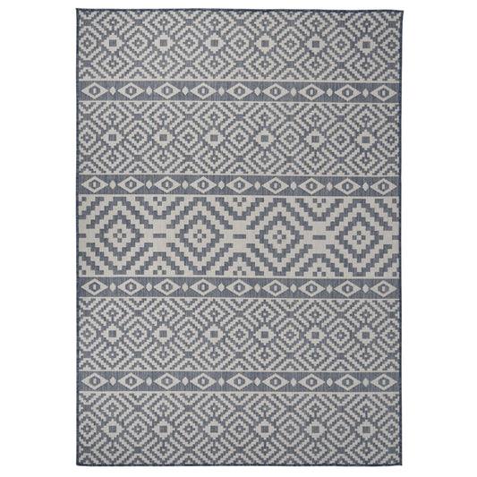 Outdoor-Teppich Flachgewebe 120x170 cm Blau Gestreift - Pazzar.ch