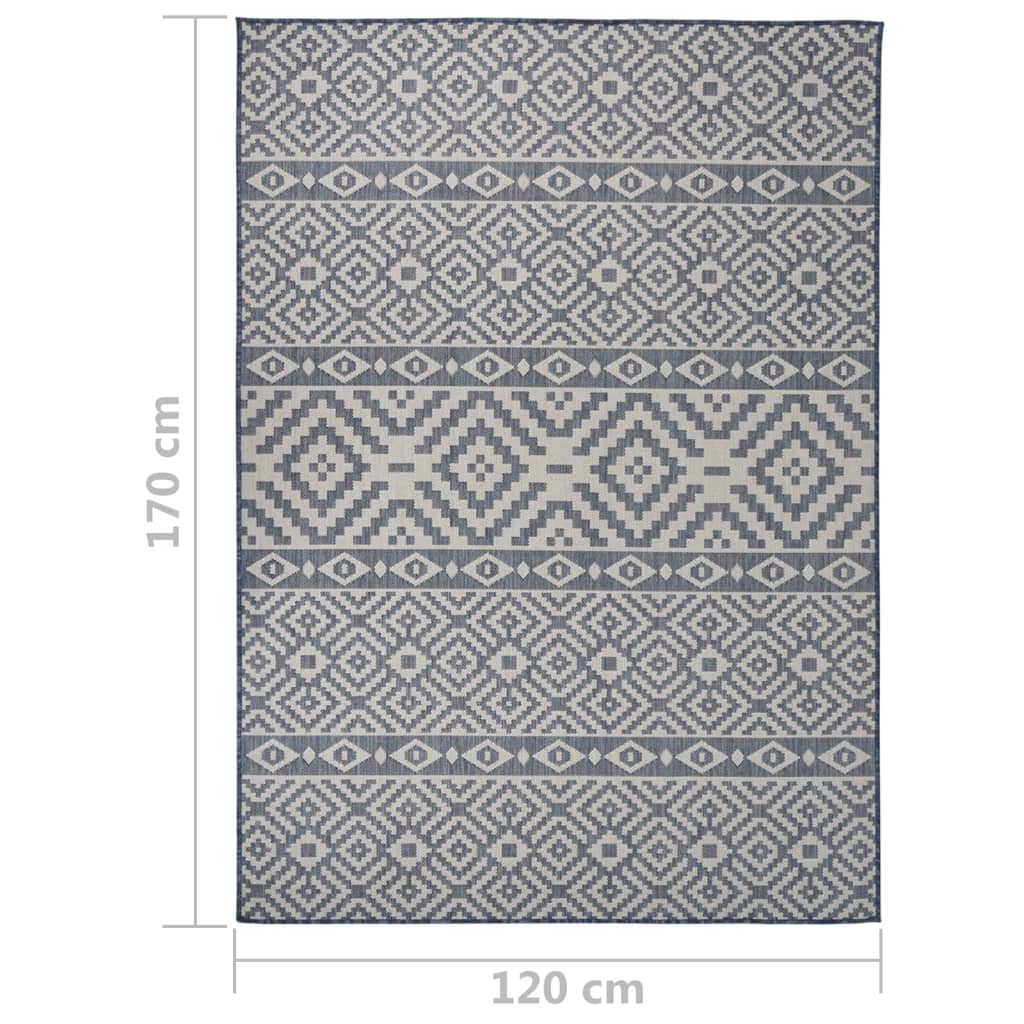 Outdoor-Teppich Flachgewebe 120x170 cm Blau Gestreift - Pazzar.ch