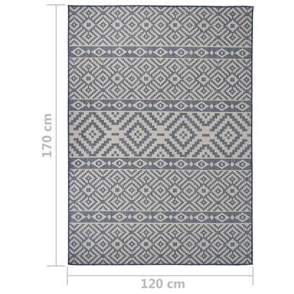 Outdoor-Teppich Flachgewebe 120x170 cm Blau Gestreift - Pazzar.ch