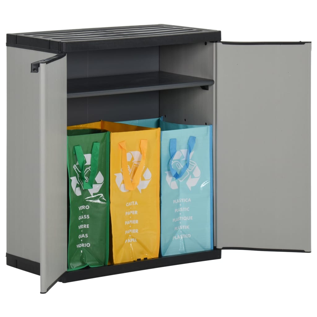 Mülltonnenbox Grau und Schwarz 68x40x85 cm PP - Pazzar.ch