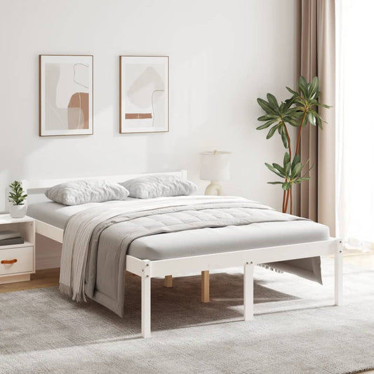 Seniorenbett Weiß 135x190 cm Massivholz Kiefer - Pazzar.ch