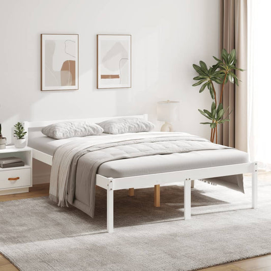 Seniorenbett Weiß 150x200 cm Massivholz Kiefer - Pazzar.ch