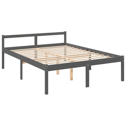 Seniorenbett Grau 150x200 cm Massivholz Kiefer - Pazzar.ch